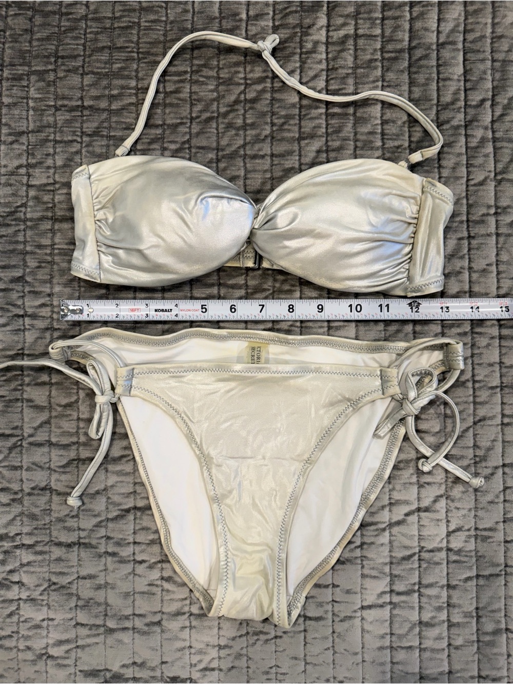 Victoria’s Secret Silver Metallic Bandeau Bikini Set